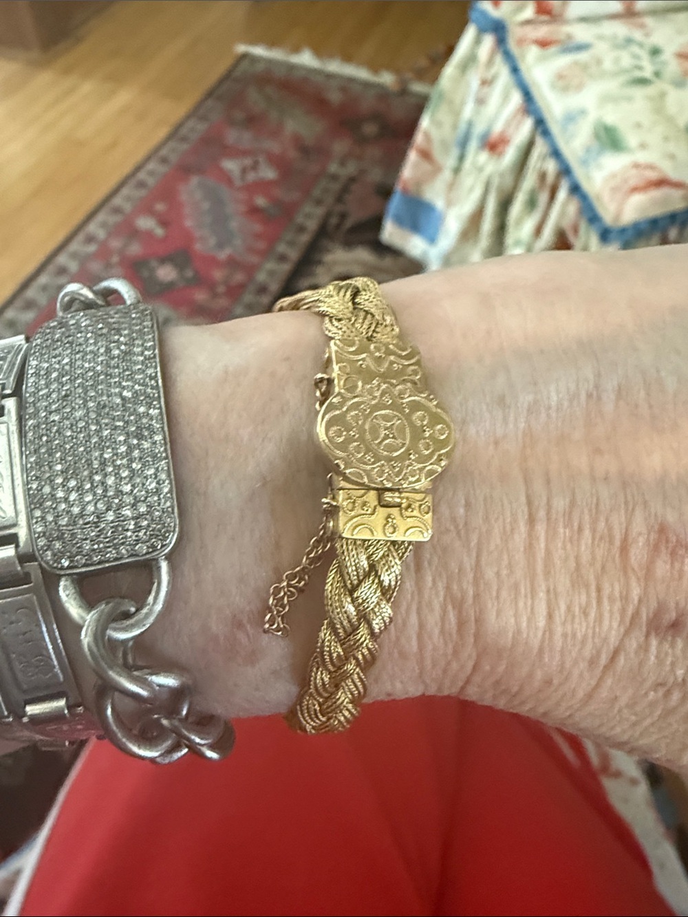 Antique 12 carat Braided Rope Bracelet. Inscribed Stanley - Ruth, May 20 1914.